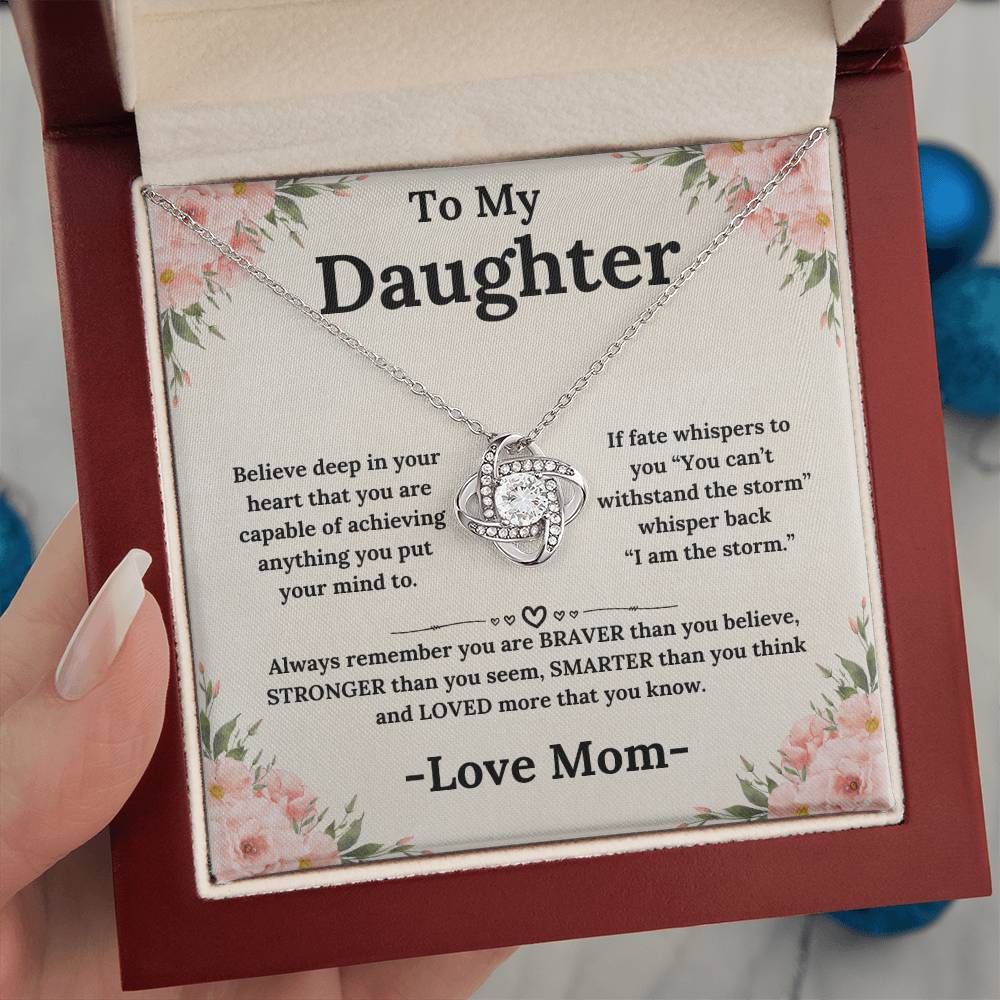 To My Daughter Necklace From Mom Always Remember Love Knot Necklace