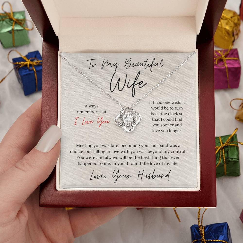 To My Beautiful Wife - Love Knot Necklace