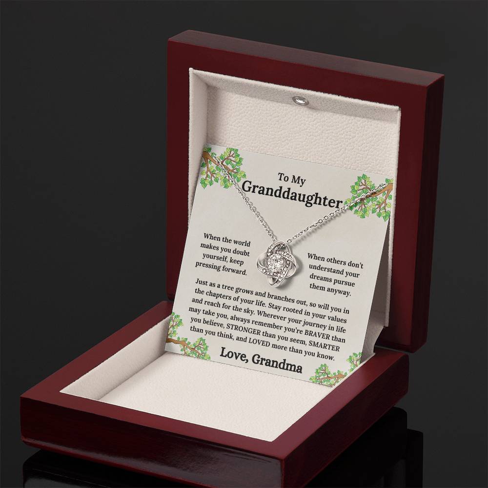 To My Granddaughter - Roots of Strength, Love of a Lifetime - Love Knot Necklace - From Grandma