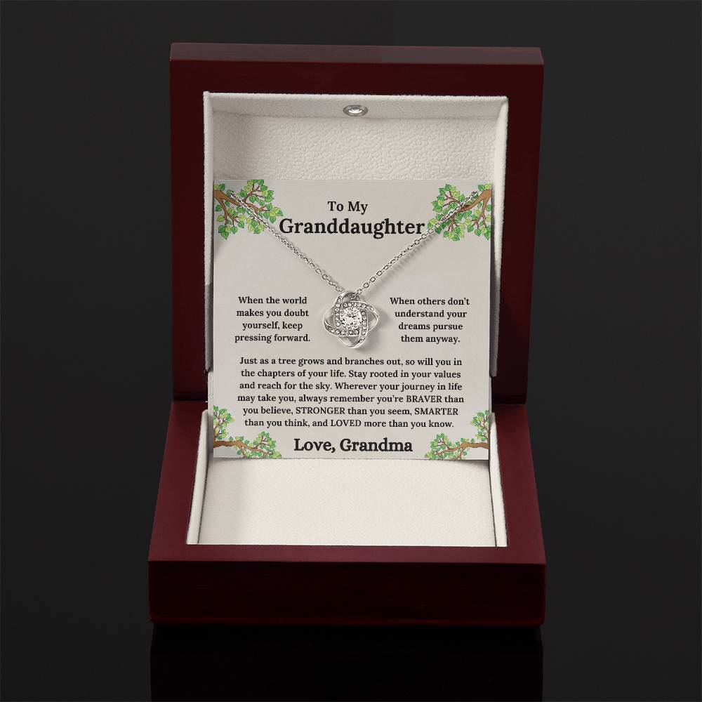 To My Granddaughter - Roots of Strength, Love of a Lifetime - Love Knot Necklace - From Grandma