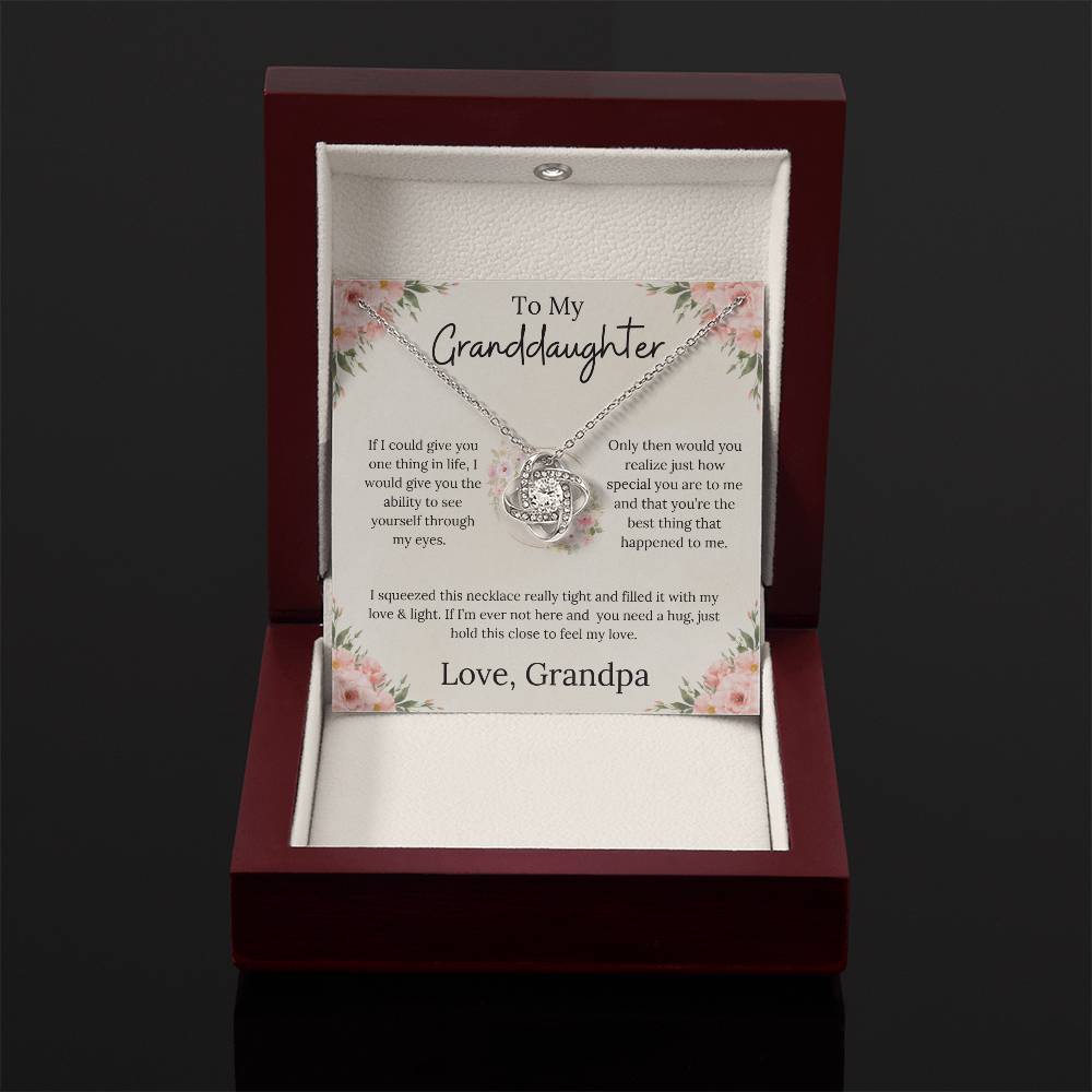 To My Granddaughter Endless Love - Love Knot Necklace From Grandpa