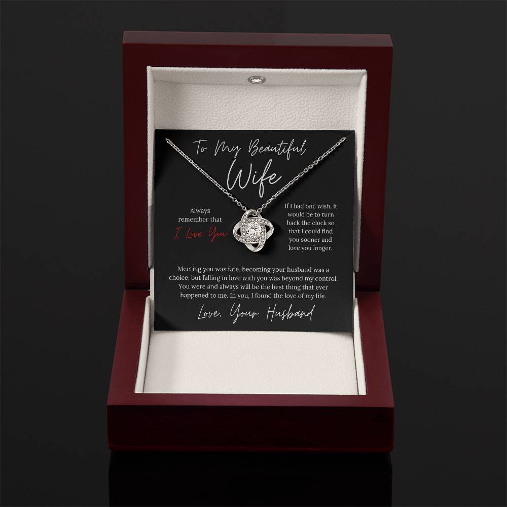 To My Beautiful Wife Elegant Design - Love Knot Necklace