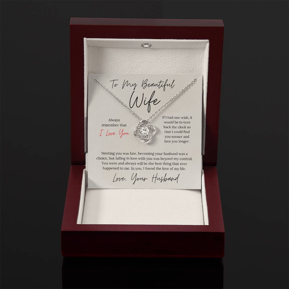 To My Beautiful Wife - Love Knot Necklace