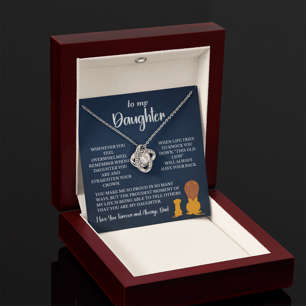 This Old Lion & His Princess – Dad to Daughter Love Knot Necklace