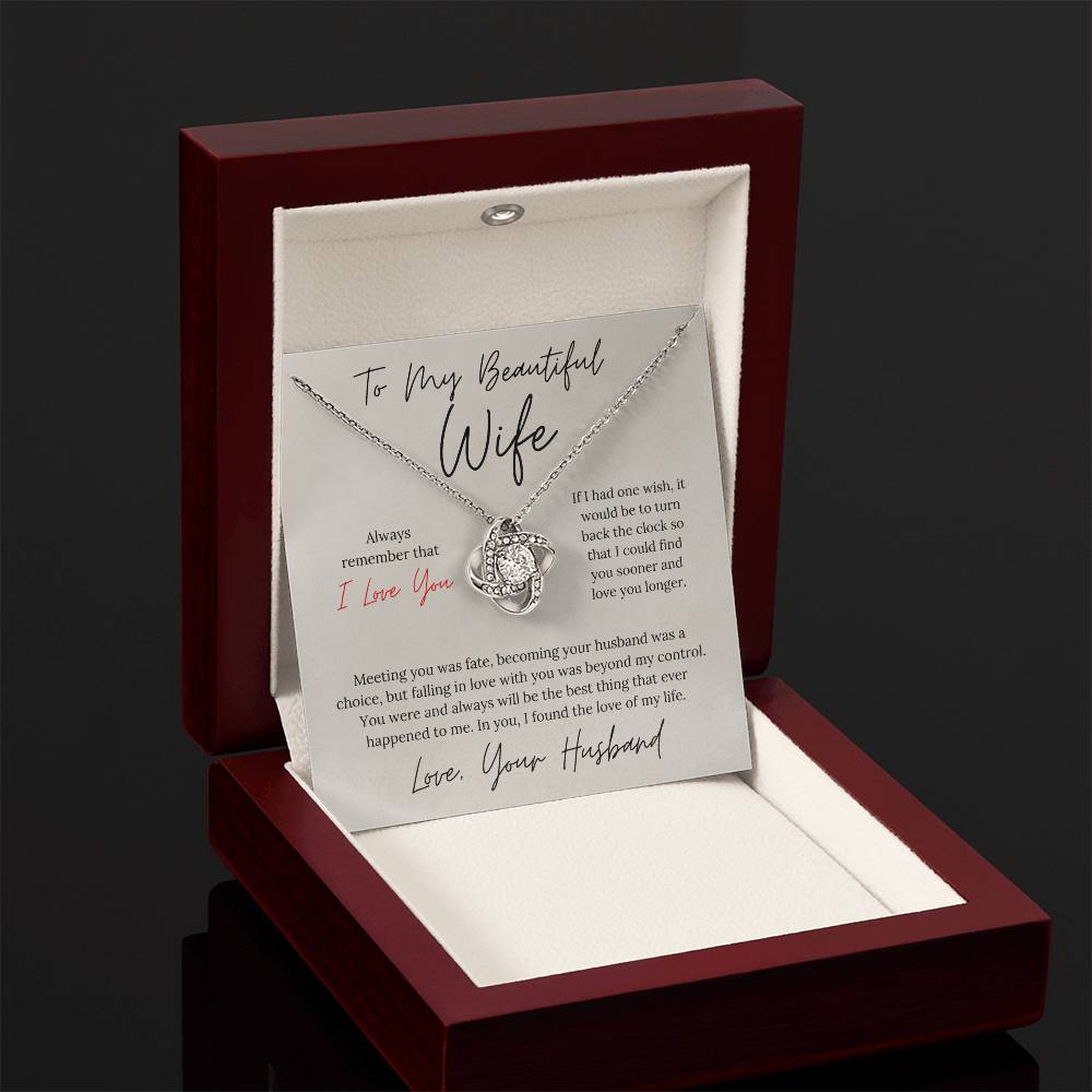 To My Beautiful Wife - Love Knot Necklace