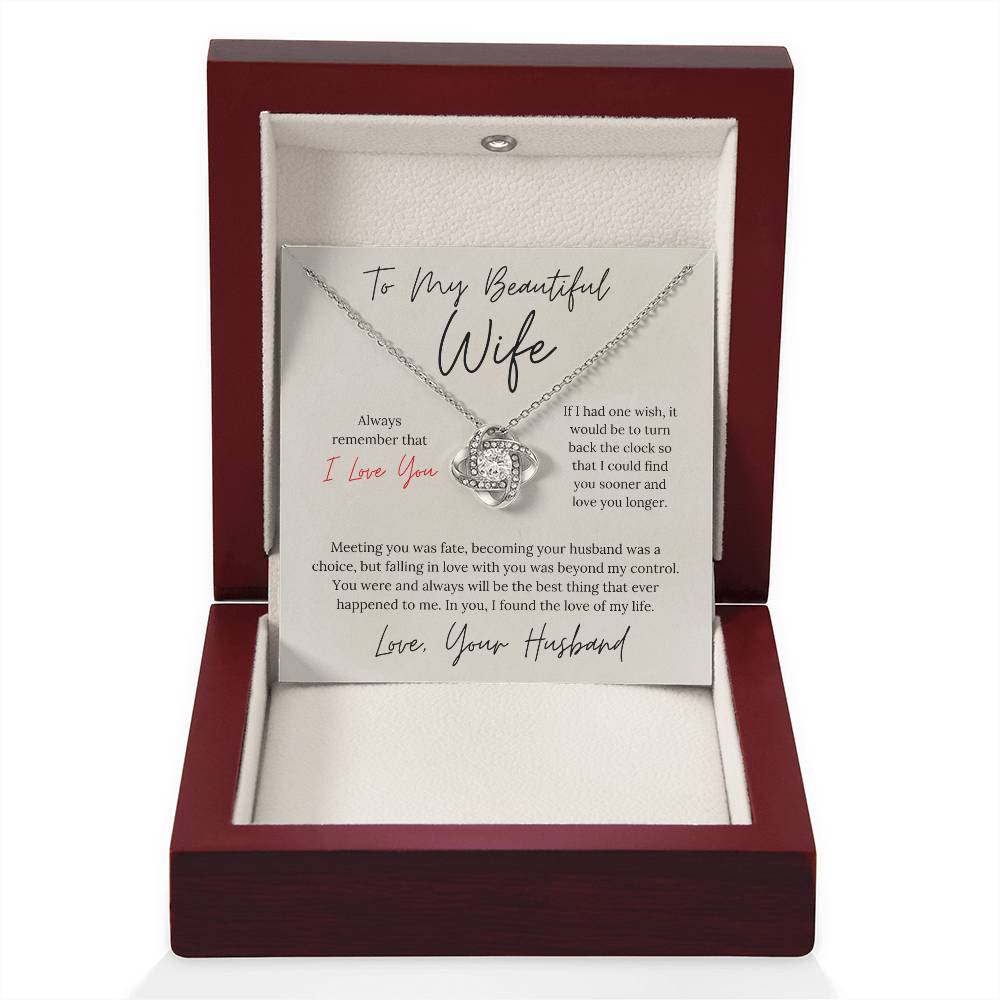 To My Beautiful Wife - Love Knot Necklace