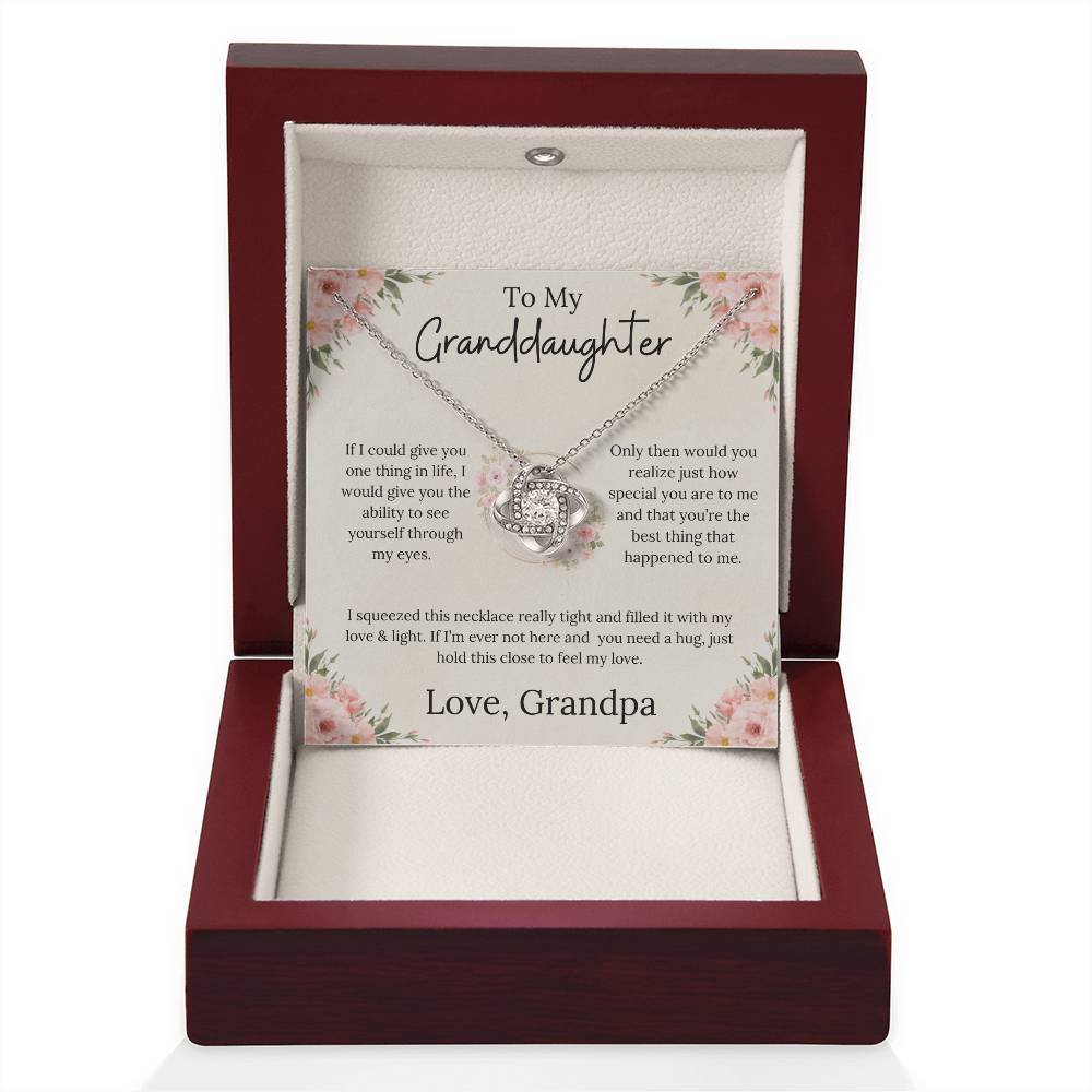 To My Granddaughter Endless Love - Love Knot Necklace From Grandpa