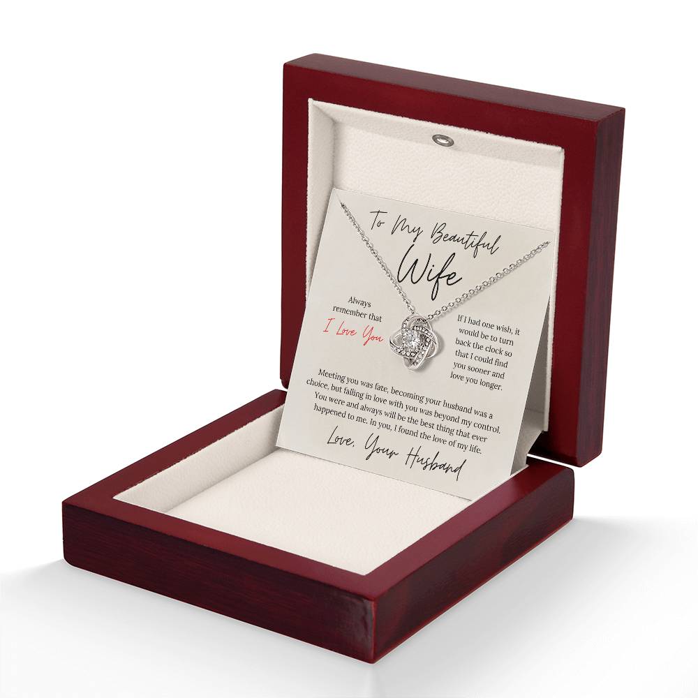 To My Beautiful Wife - Love Knot Necklace