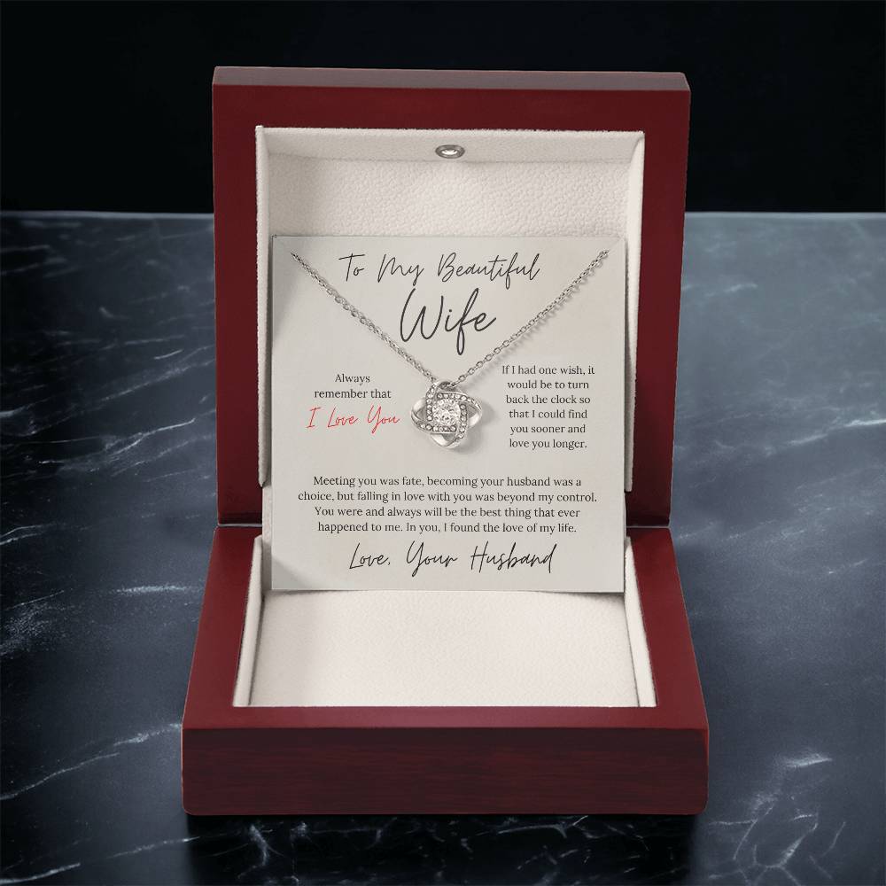 To My Beautiful Wife - Love Knot Necklace