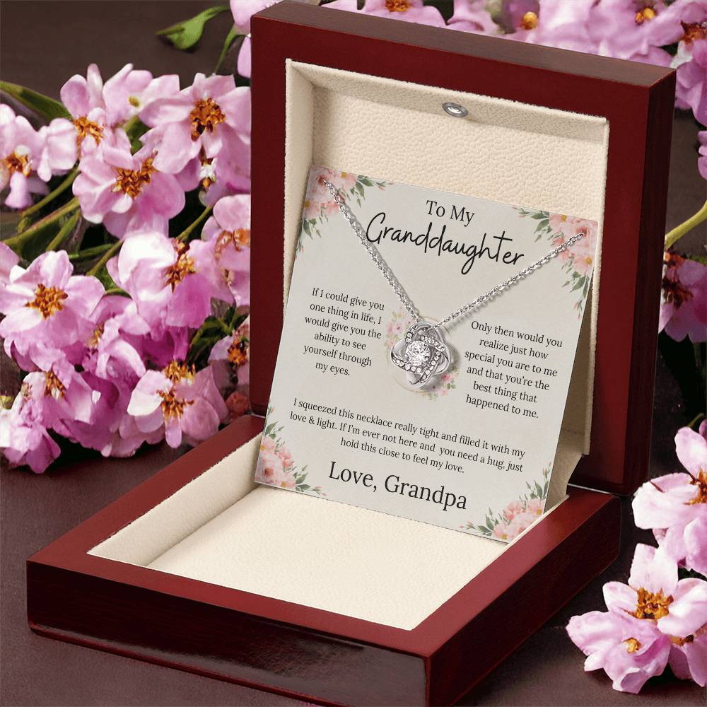 To My Granddaughter Endless Love - Love Knot Necklace From Grandpa