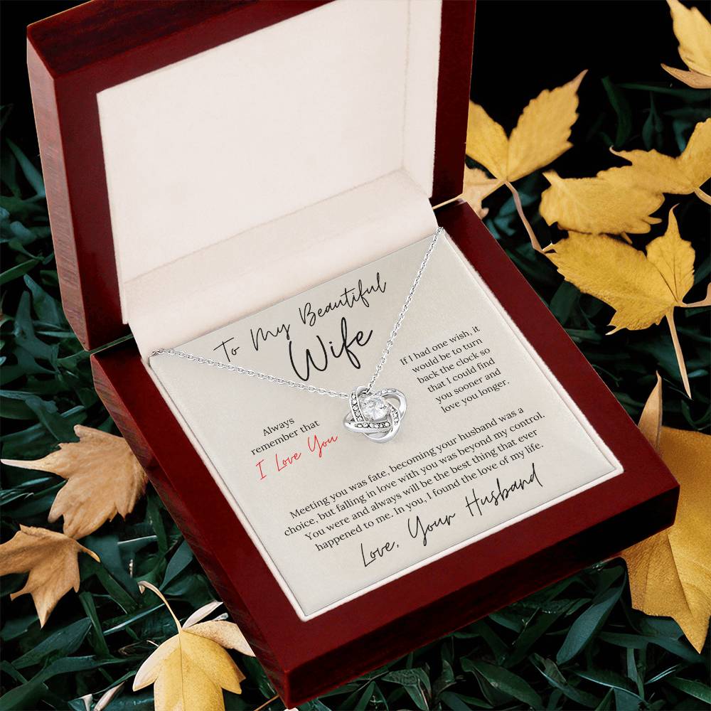 To My Beautiful Wife - Love Knot Necklace