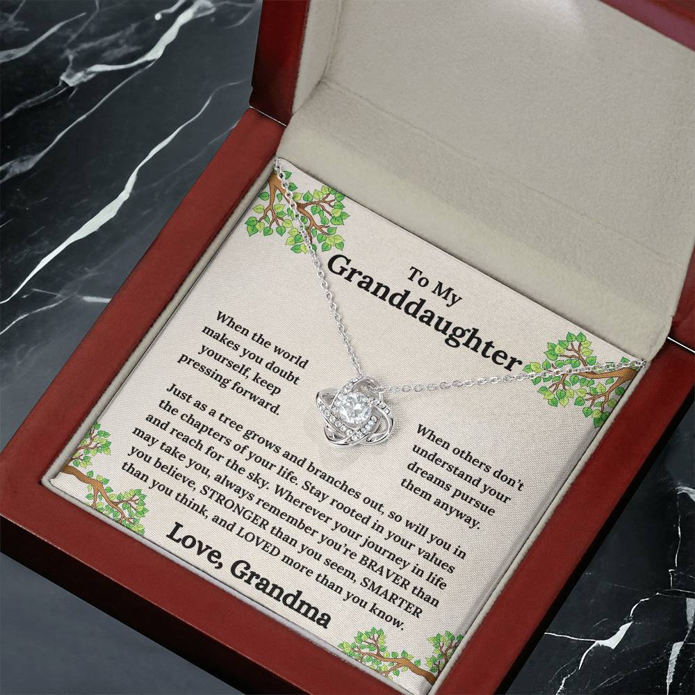 To My Granddaughter - Roots of Strength, Love of a Lifetime - Love Knot Necklace - From Grandma