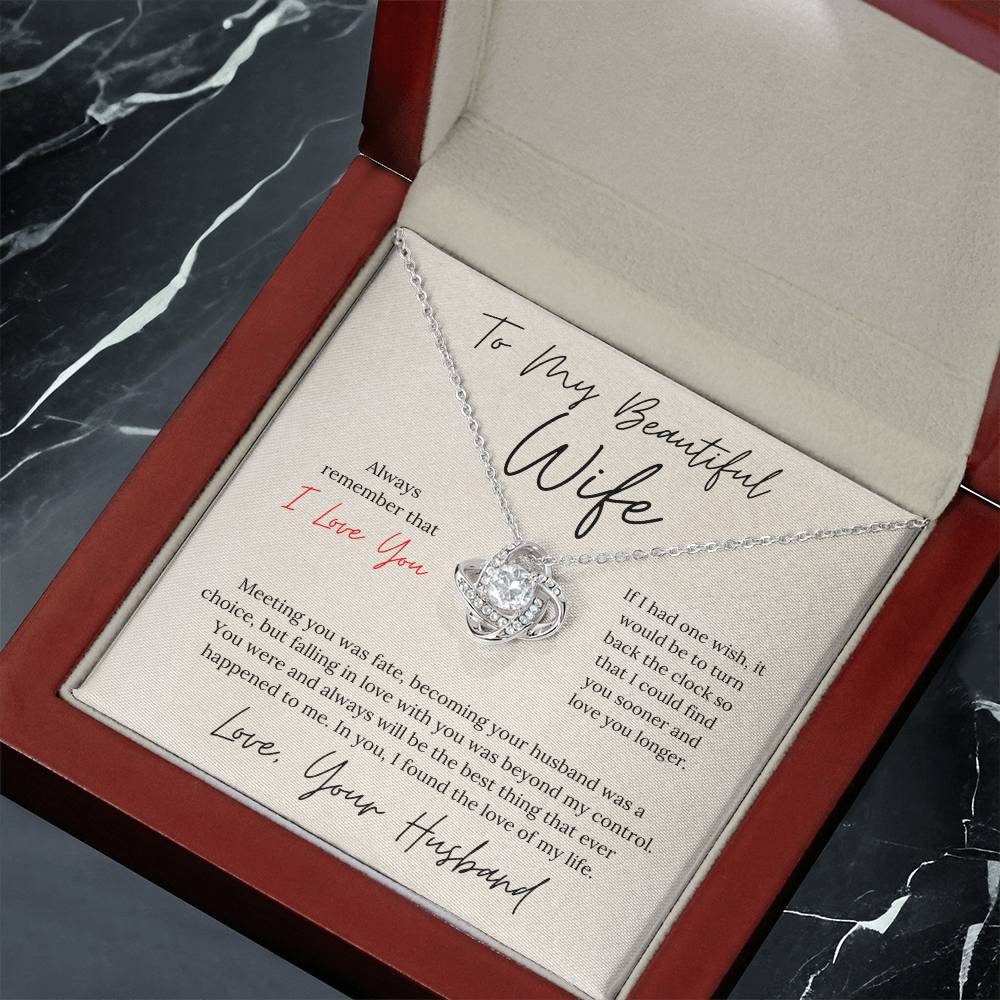 To My Beautiful Wife - Love Knot Necklace