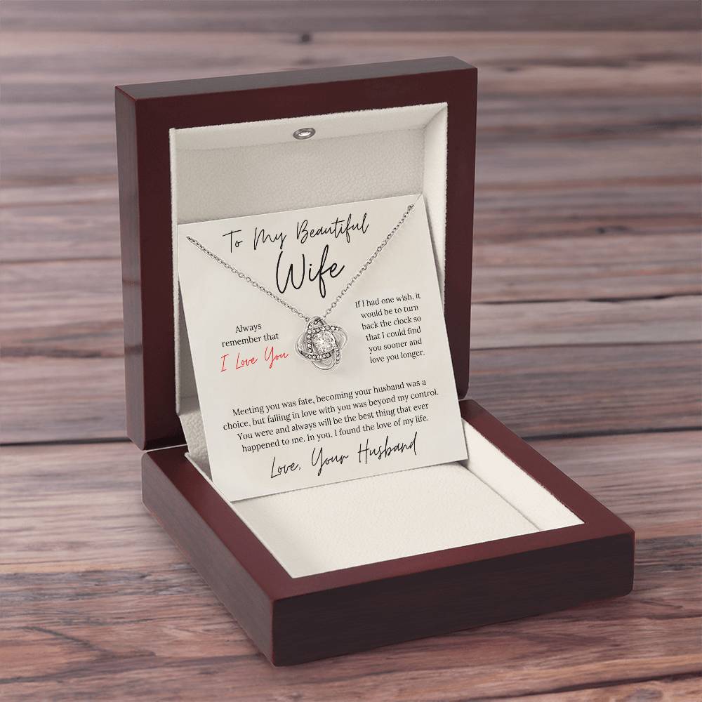 To My Beautiful Wife - Love Knot Necklace