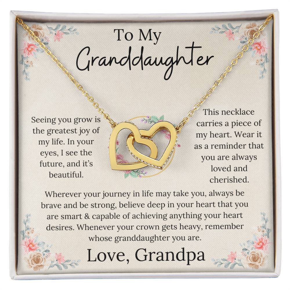 To My Granddaughter Loved & Cherished Interlocking Hearts Necklace