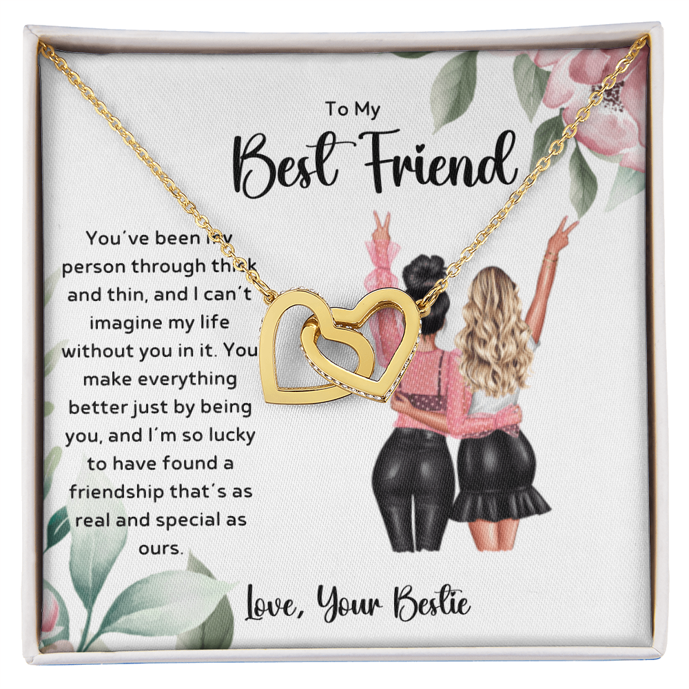 To My Best Friend - Real & Special Friendship Interlocking Hearts Necklace