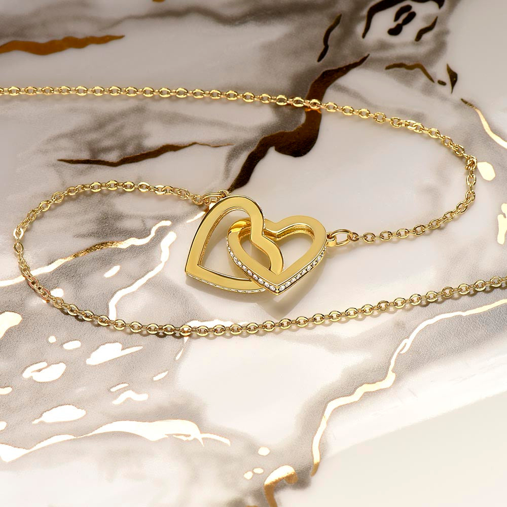 To My Granddaughter Loved & Cherished Interlocking Hearts Necklace