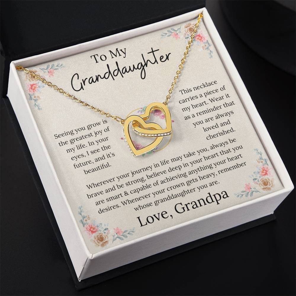 To My Granddaughter Loved & Cherished Interlocking Hearts Necklace