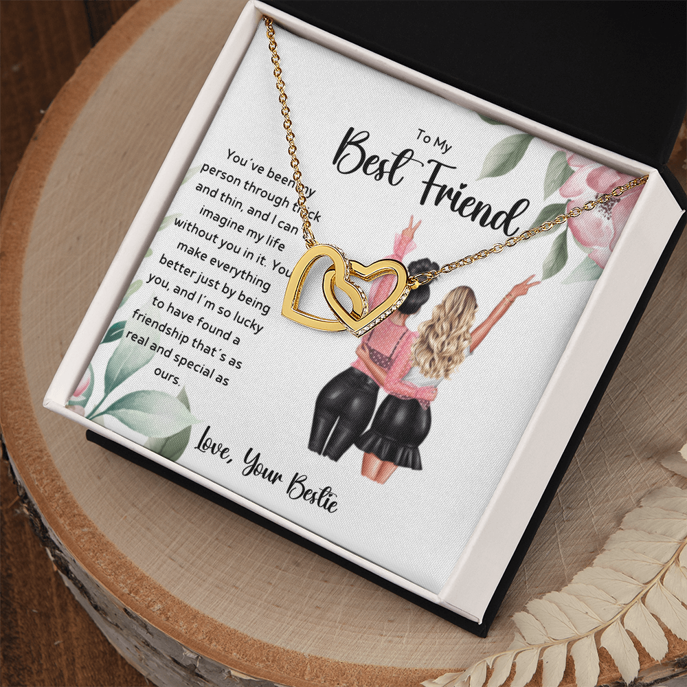 To My Best Friend - Real & Special Friendship Interlocking Hearts Necklace