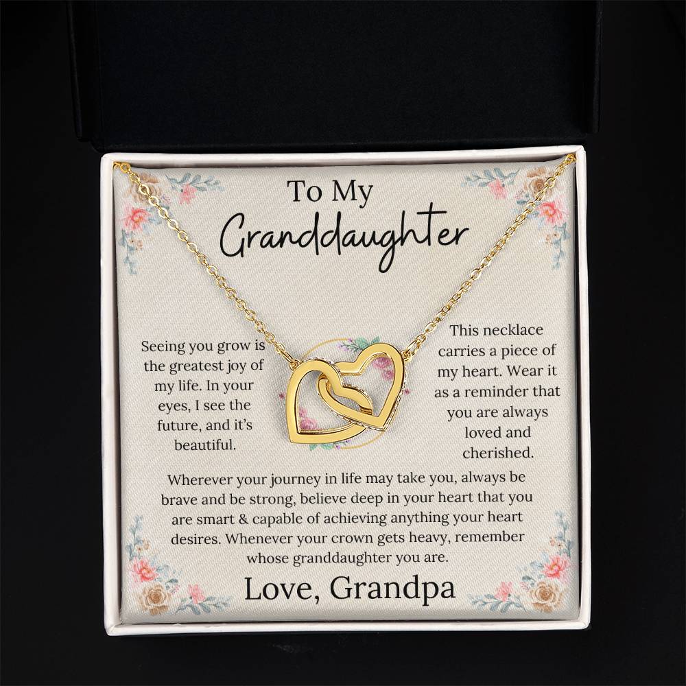 To My Granddaughter Loved & Cherished Interlocking Hearts Necklace