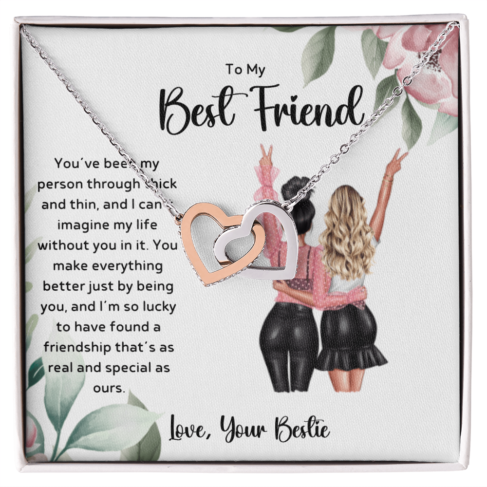 To My Best Friend - Real & Special Friendship Interlocking Hearts Necklace