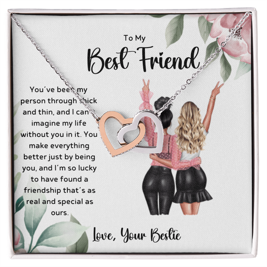 To My Best Friend - Real & Special Friendship Interlocking Hearts Necklace