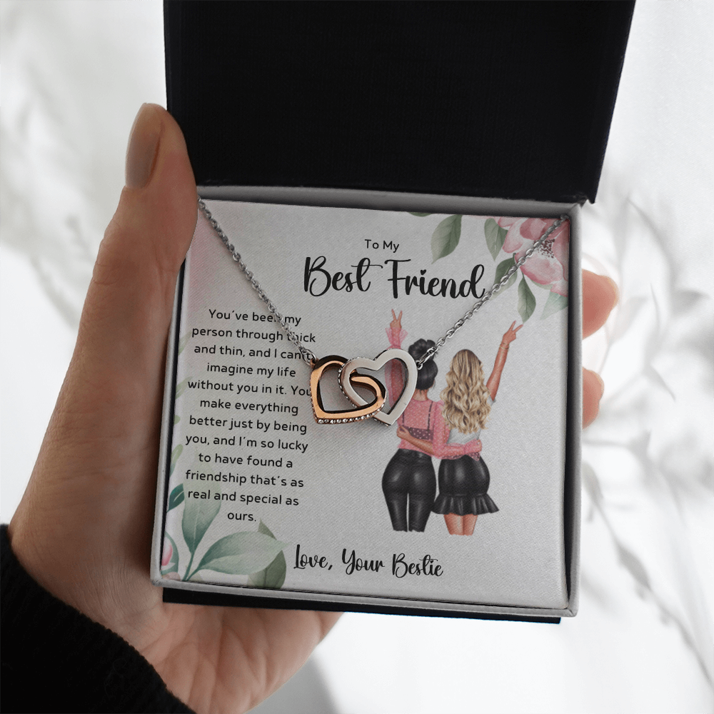 To My Best Friend - Real & Special Friendship Interlocking Hearts Necklace