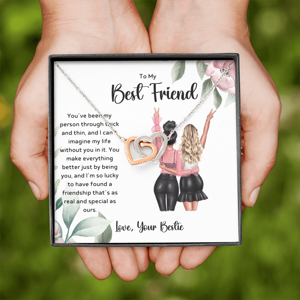 To My Best Friend - Real & Special Friendship Interlocking Hearts Necklace