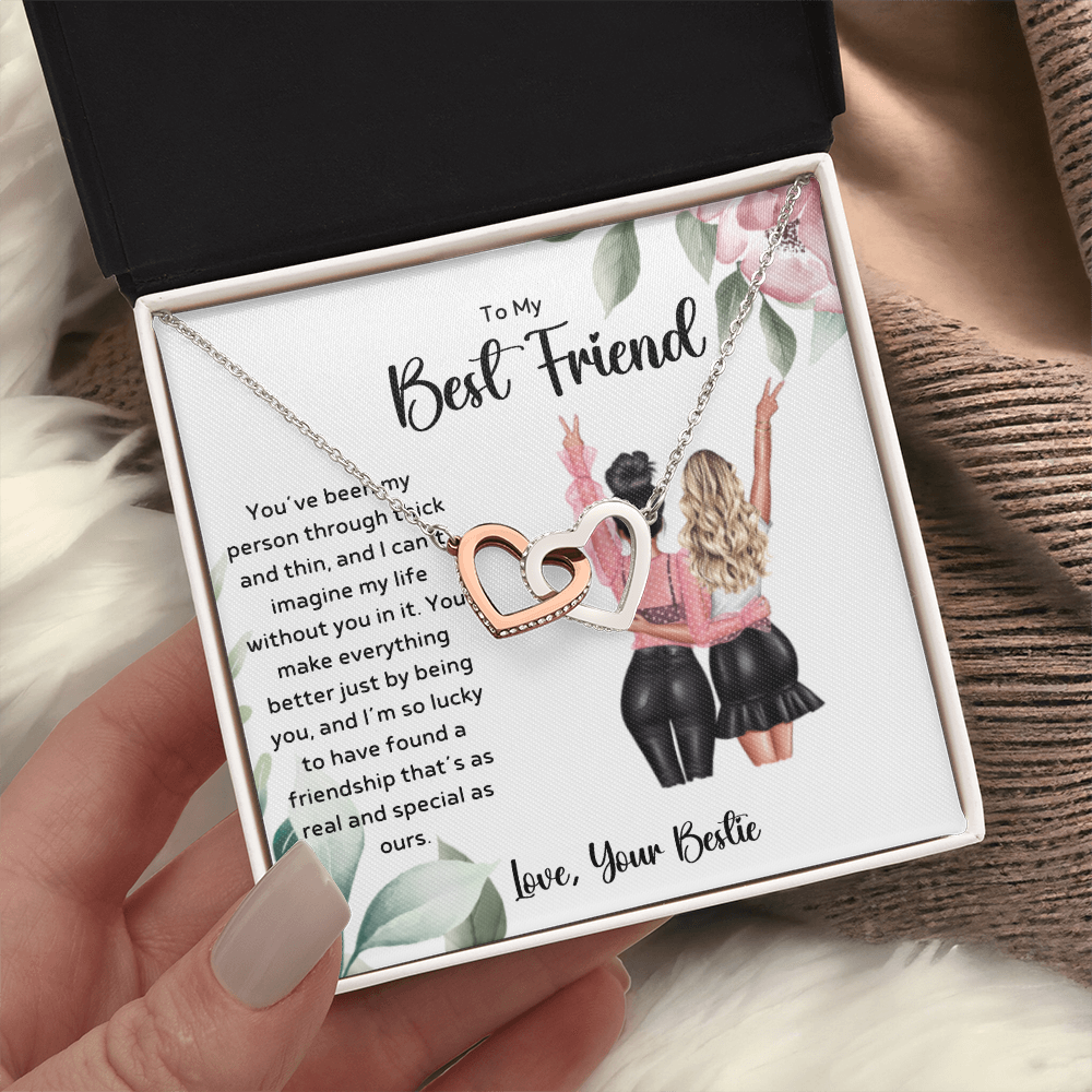 To My Best Friend - Real & Special Friendship Interlocking Hearts Necklace