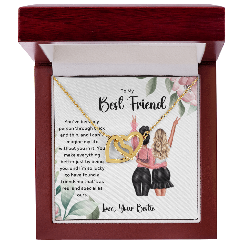To My Best Friend - Real & Special Friendship Interlocking Hearts Necklace