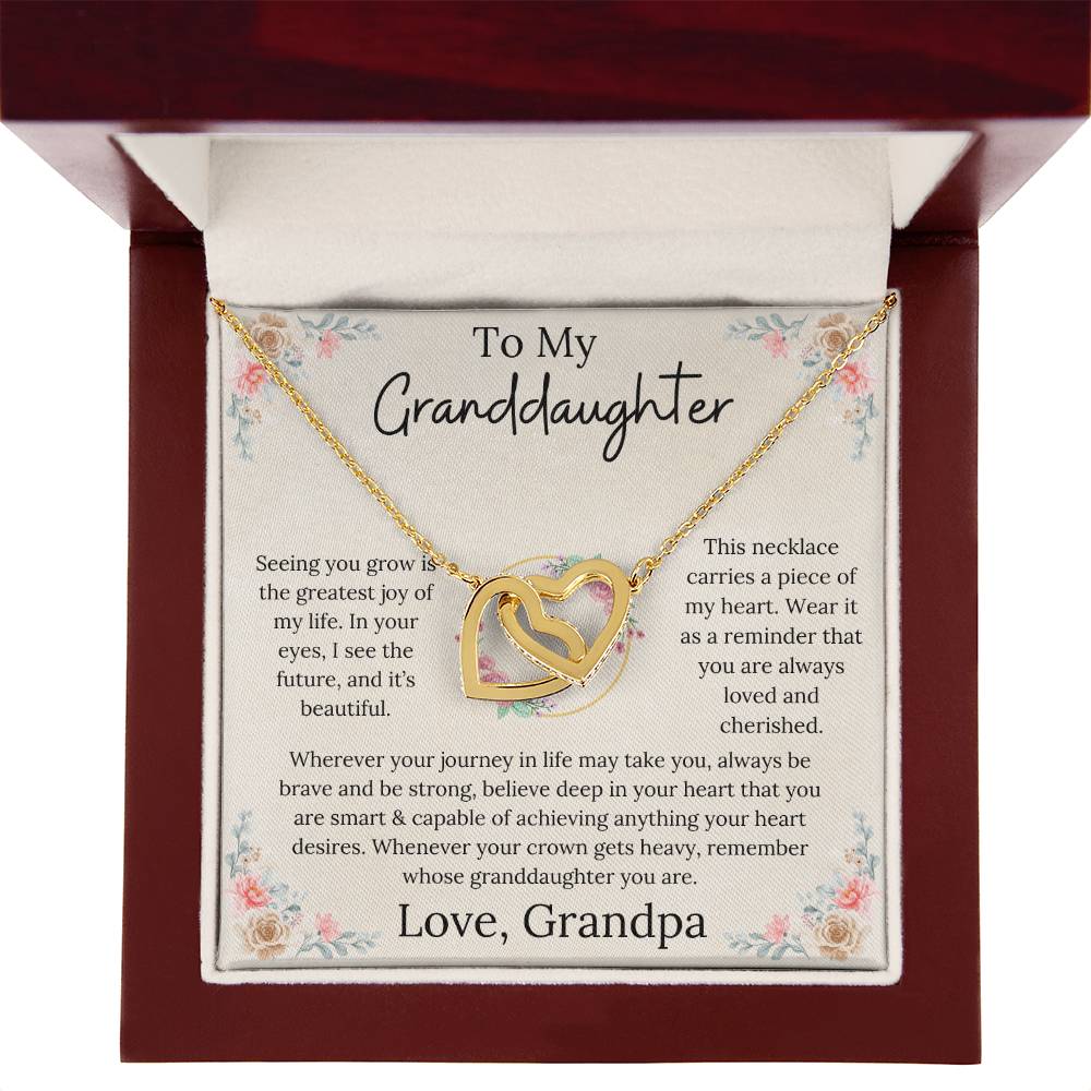 To My Granddaughter Loved & Cherished Interlocking Hearts Necklace