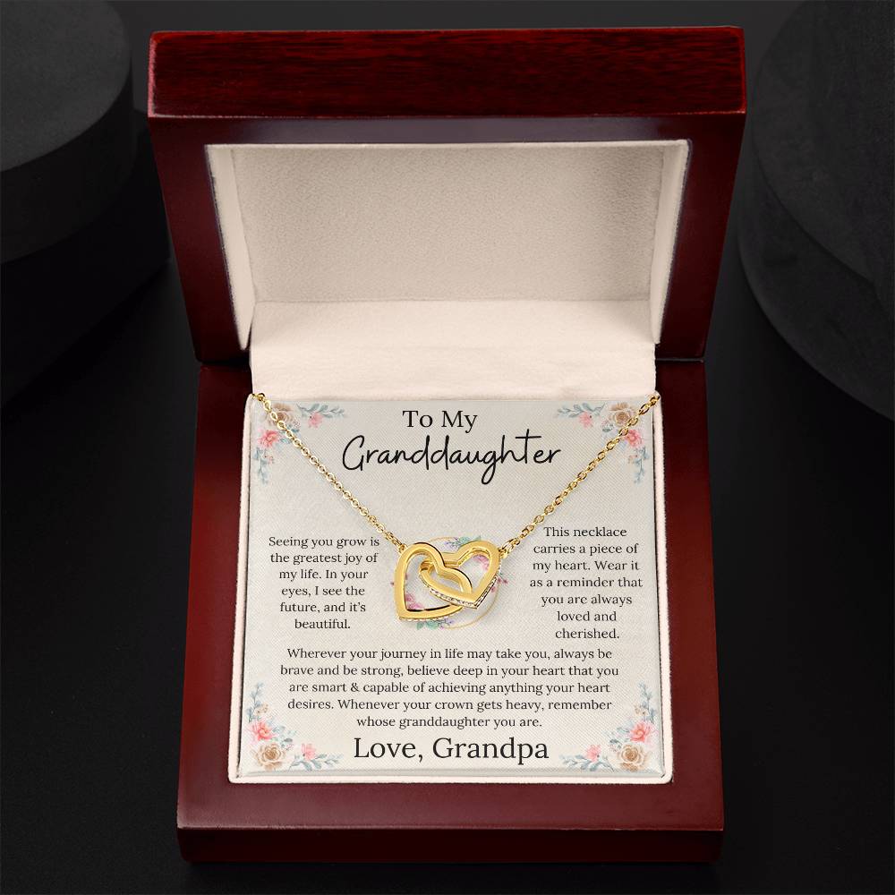 To My Granddaughter Loved & Cherished Interlocking Hearts Necklace