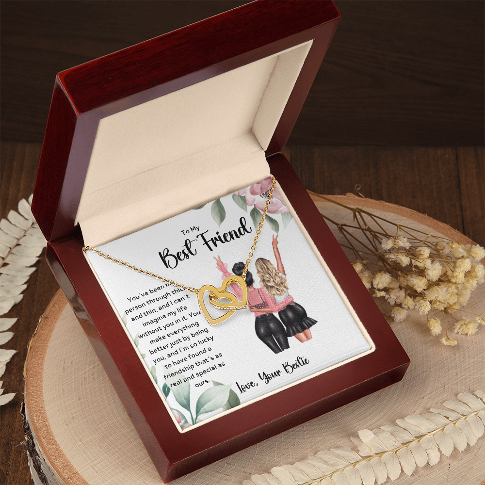 To My Best Friend - Real & Special Friendship Interlocking Hearts Necklace