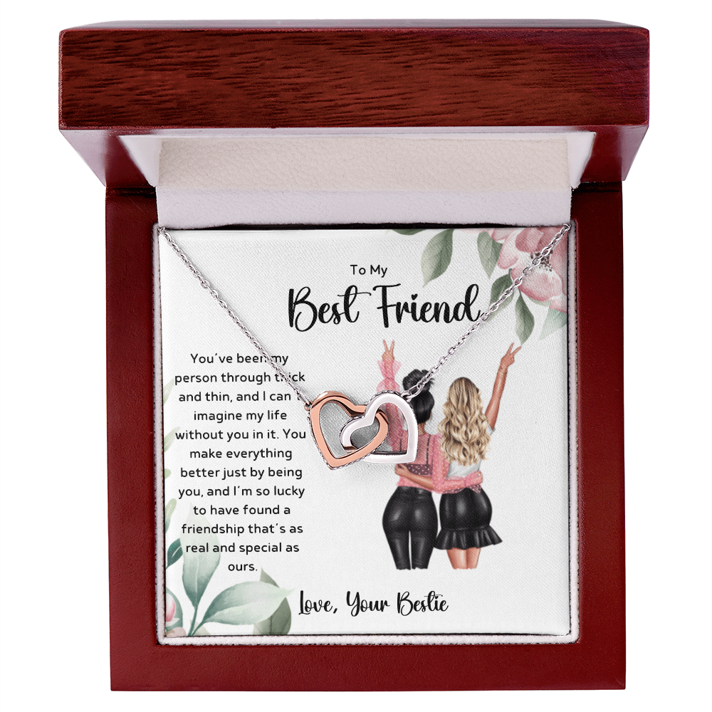 To My Best Friend - Real & Special Friendship Interlocking Hearts Necklace