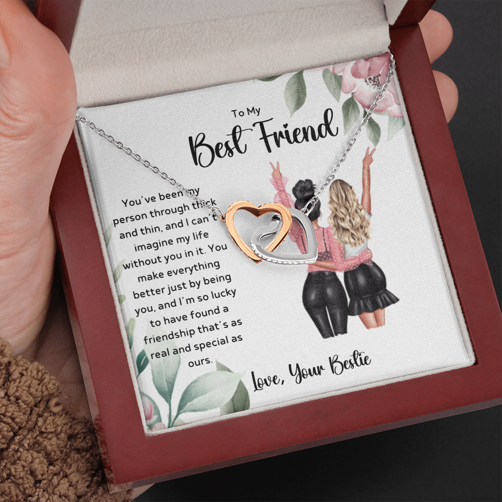 To My Best Friend - Real & Special Friendship Interlocking Hearts Necklace