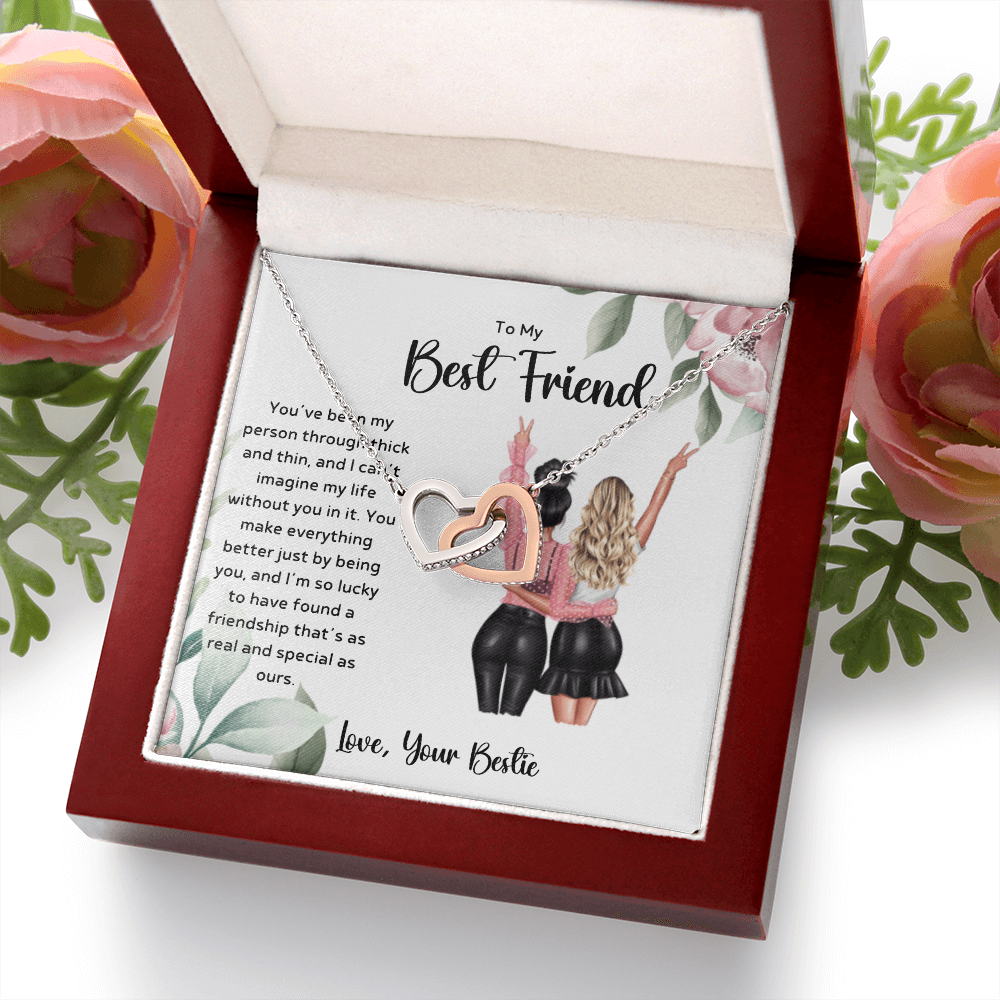 To My Best Friend - Real & Special Friendship Interlocking Hearts Necklace