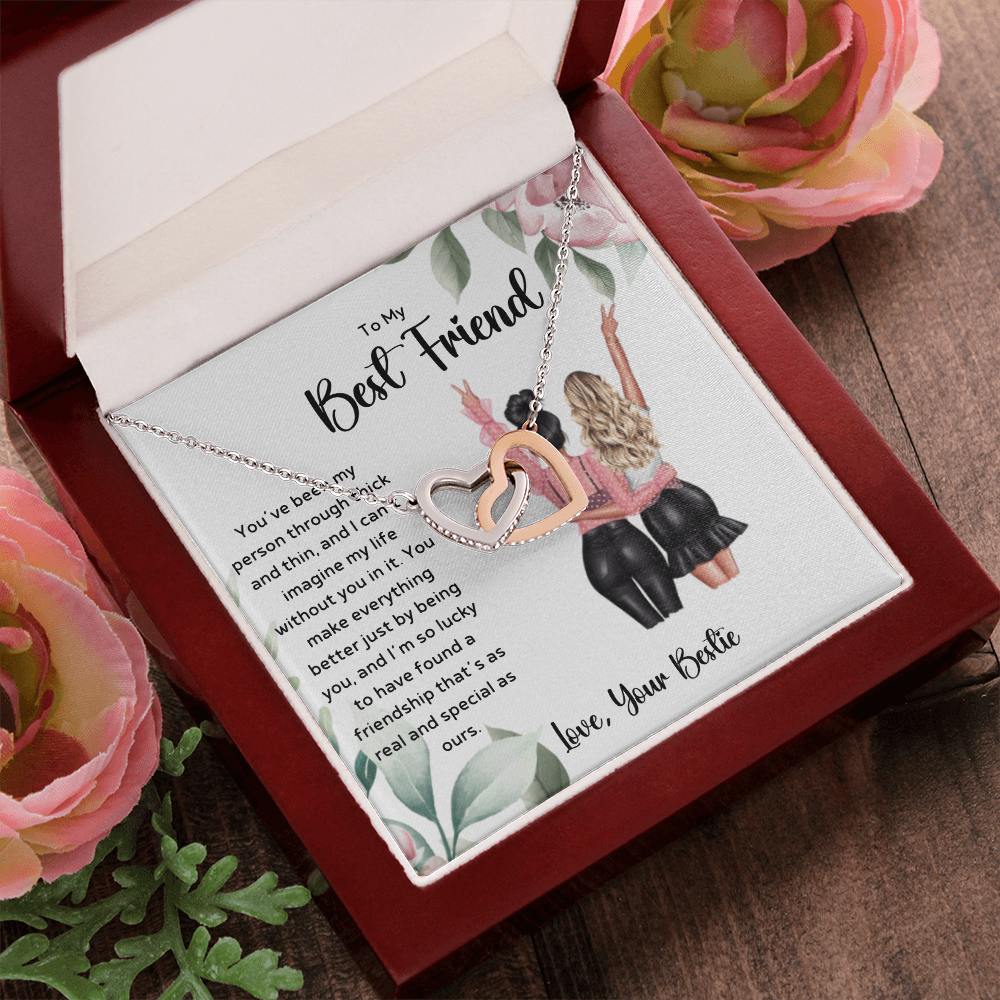 To My Best Friend - Real & Special Friendship Interlocking Hearts Necklace
