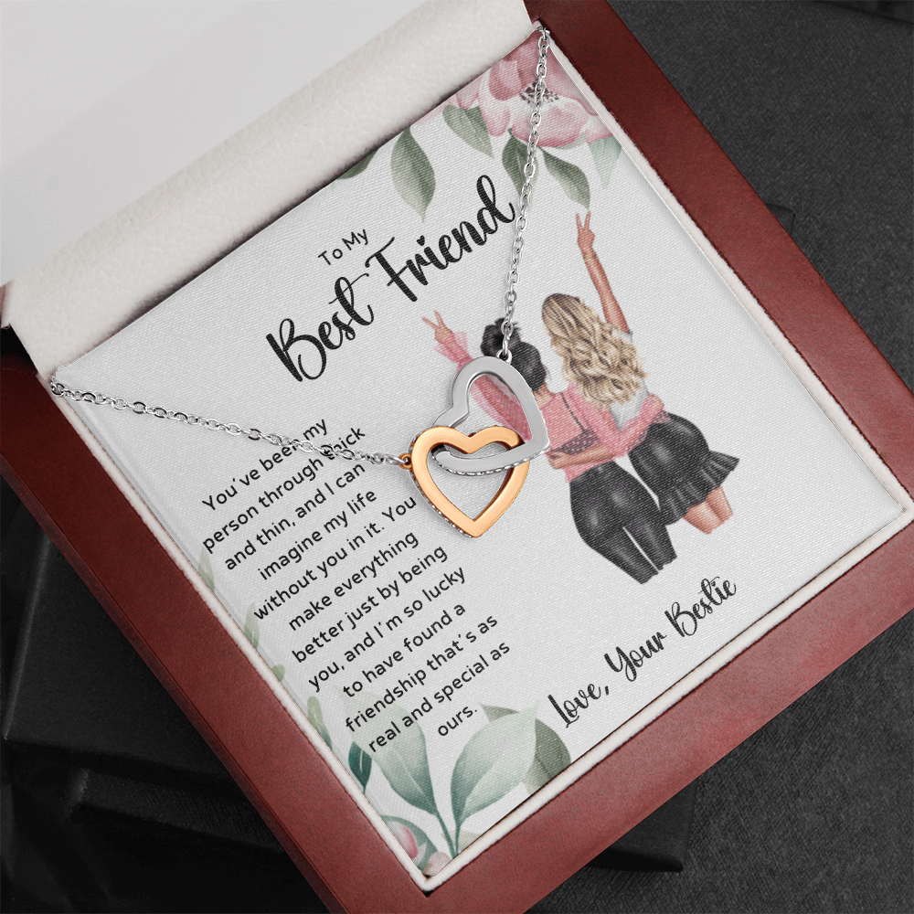 To My Best Friend - Real & Special Friendship Interlocking Hearts Necklace