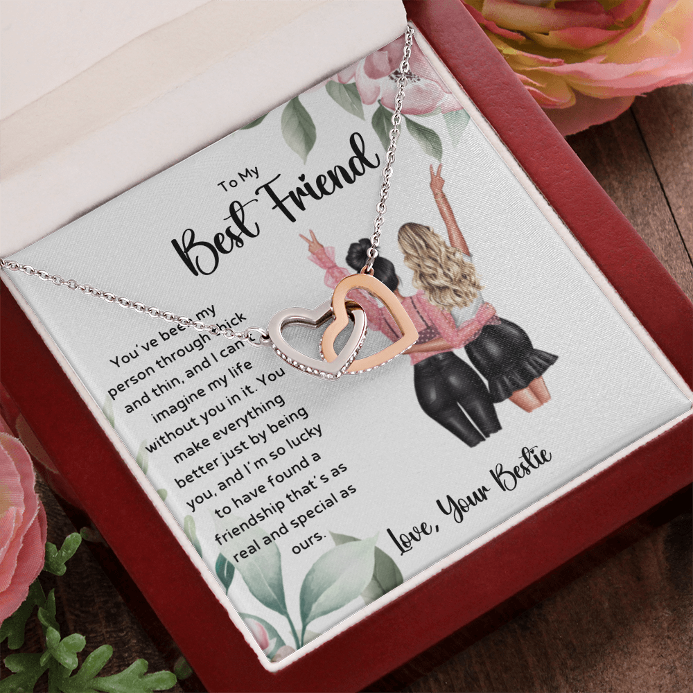 To My Best Friend - Real & Special Friendship Interlocking Hearts Necklace