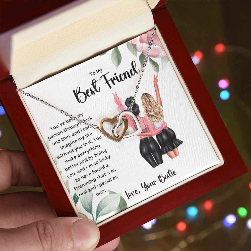 To My Best Friend - Real & Special Friendship Interlocking Hearts Necklace