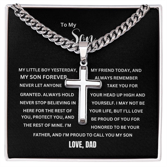 To My Son - Forever My Son  - Artisan Cross Necklace