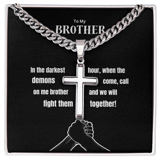 To My Brother - Brothers Forever - Artisan Cross Necklace