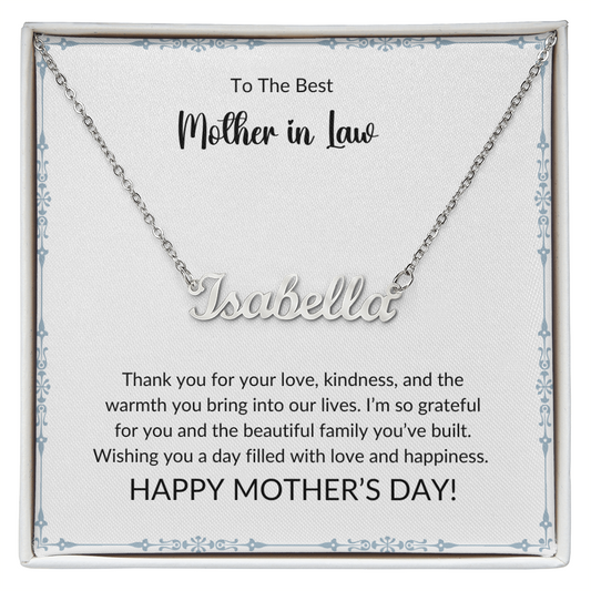 To My Wonderful Mother-In-Law - Forever Grateful Name Necklace