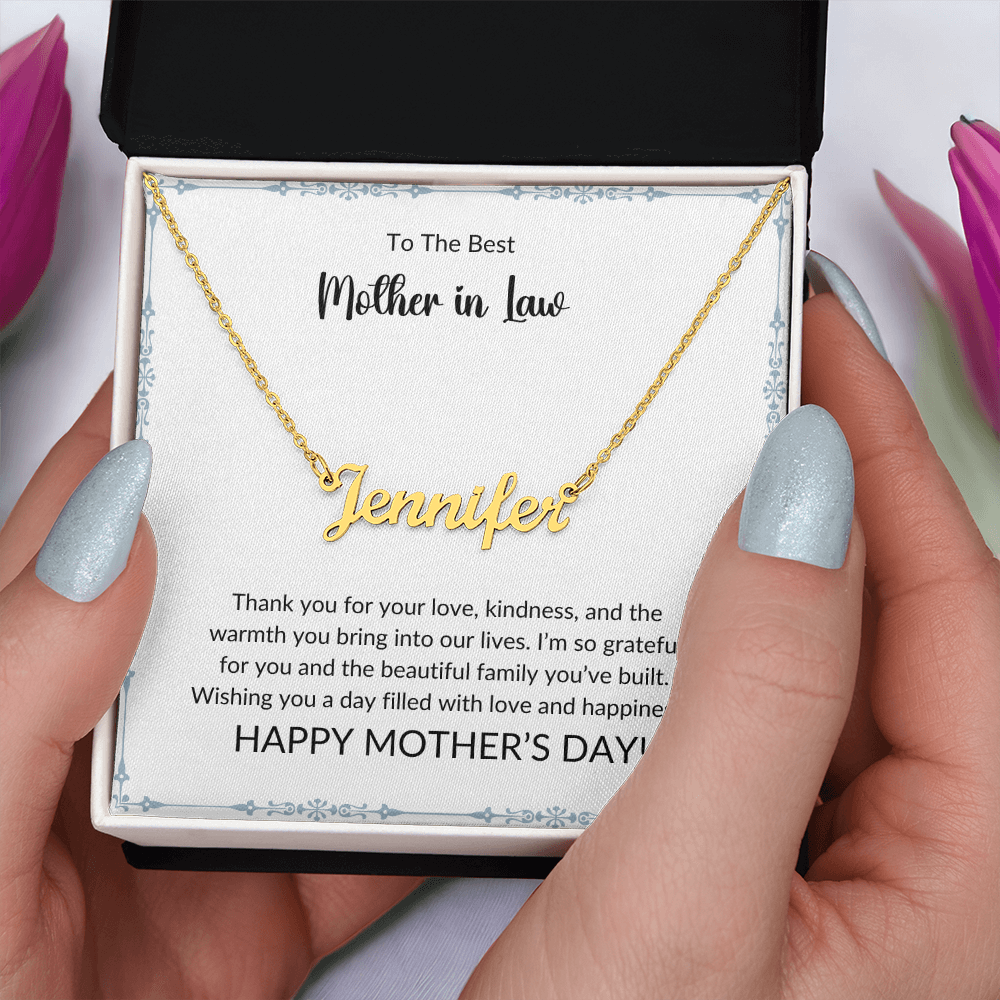 To My Wonderful Mother-In-Law - Forever Grateful Name Necklace