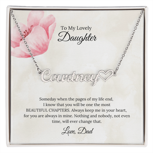 To My Lovely Daughter Heart Name Necklace