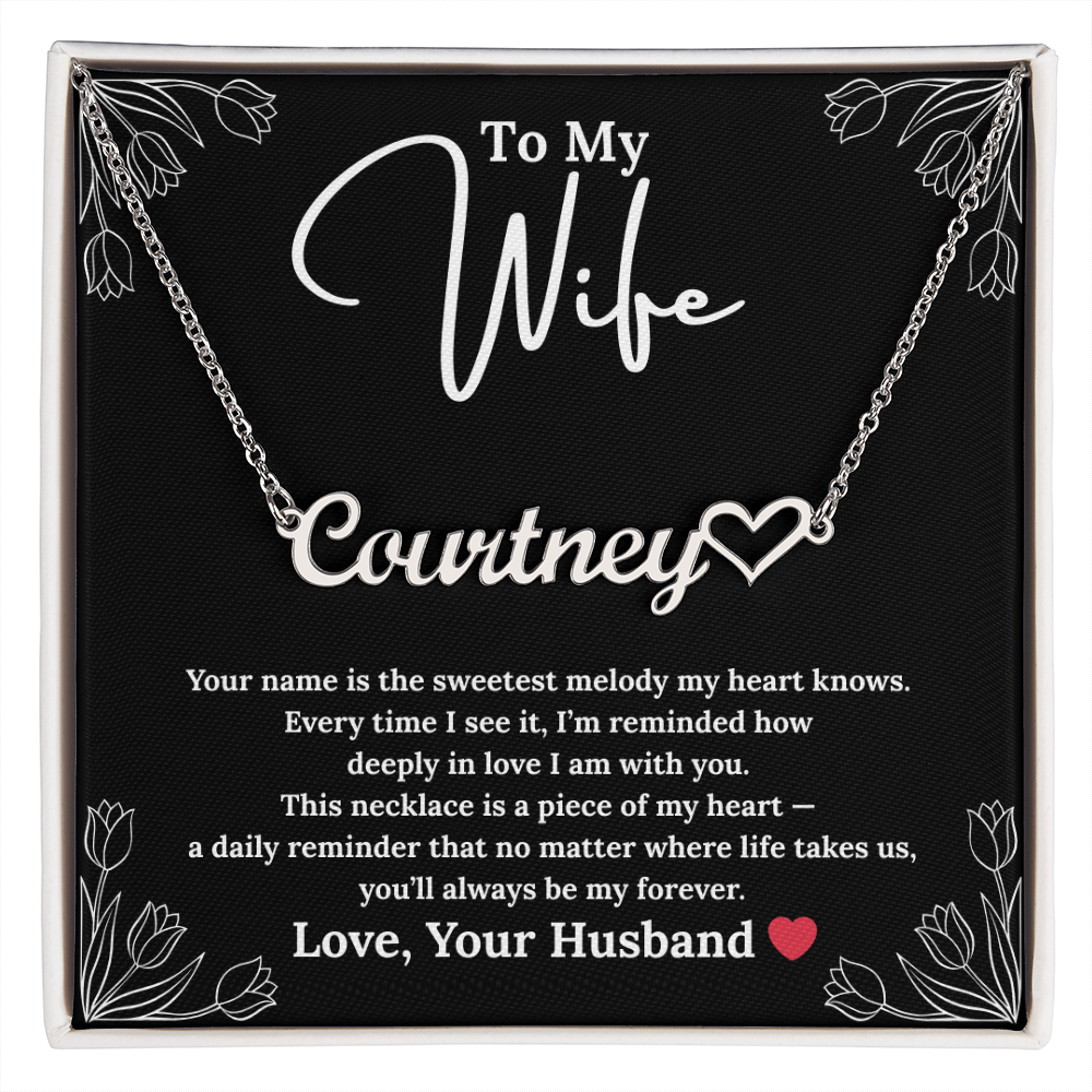 Personalized Name Necklace with Heart Symbol - Romantic Gift for Wife