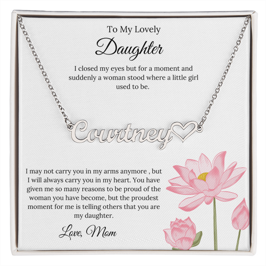 To My Lovely Daughter Endless Pride Heart Name Necklace Gift from Mom