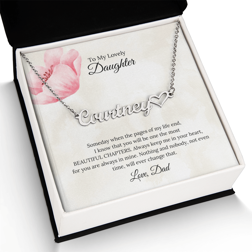 To My Lovely Daughter Heart Name Necklace