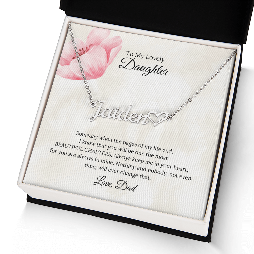 To My Lovely Daughter Heart Name Necklace