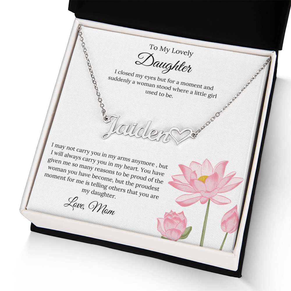 To My Lovely Daughter Endless Pride Heart Name Necklace Gift from Mom